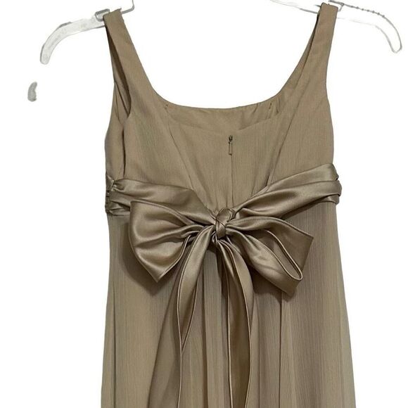 Davids Bridal Formal Bridesmaid Dress Size 8 Champagne Sleeveless Chiffon A-line - Picture 8 of 11